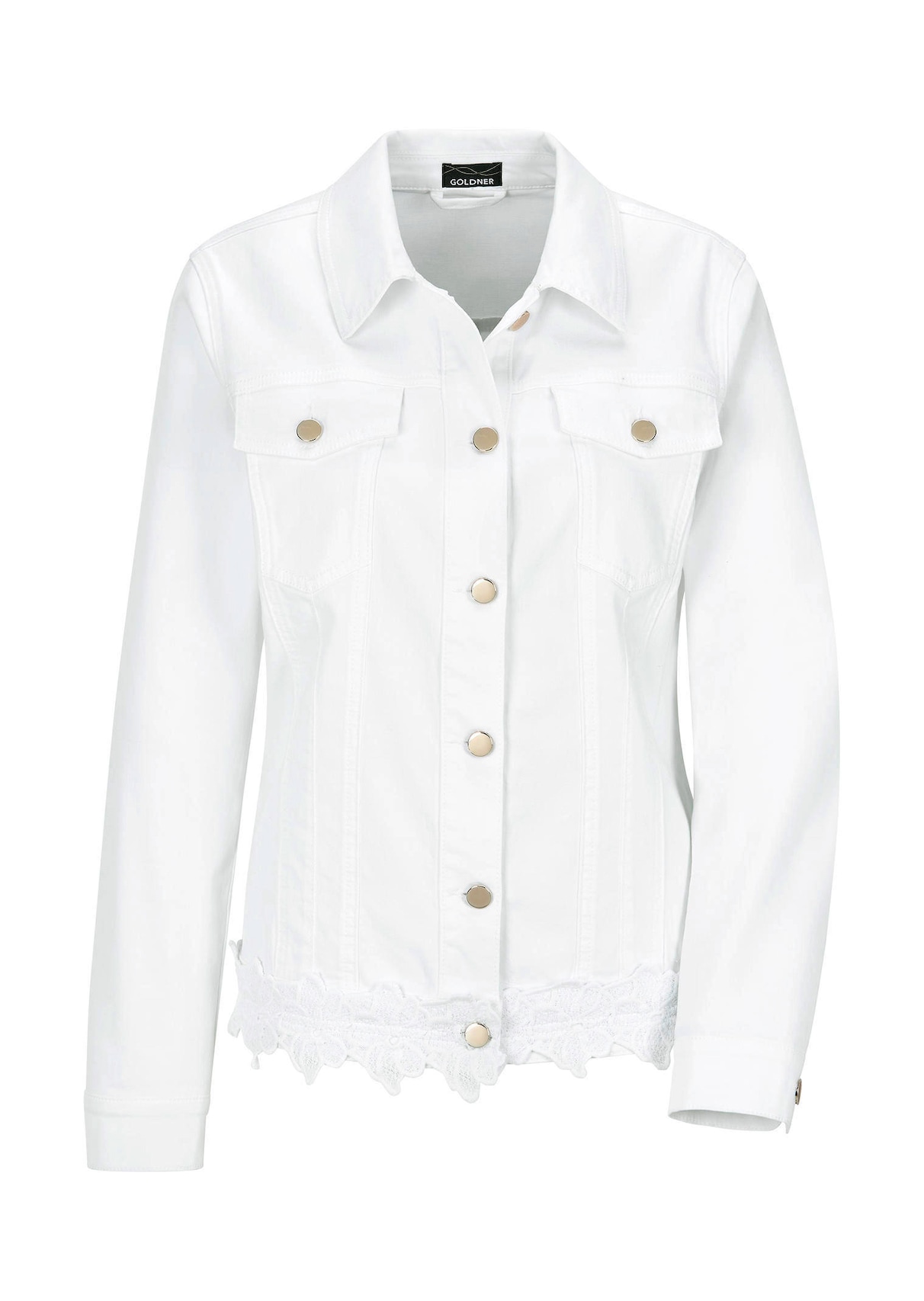 Jeansjacke mit Blumenborte