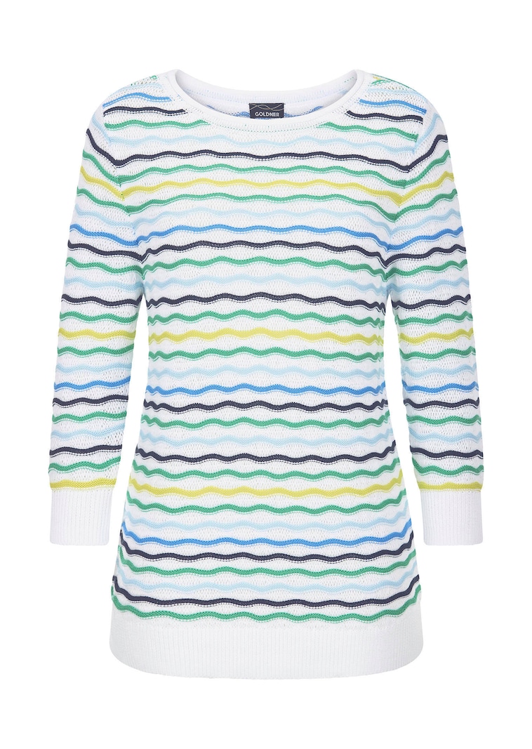 Pflegeleichter Strickpullover mit Wellenmuster