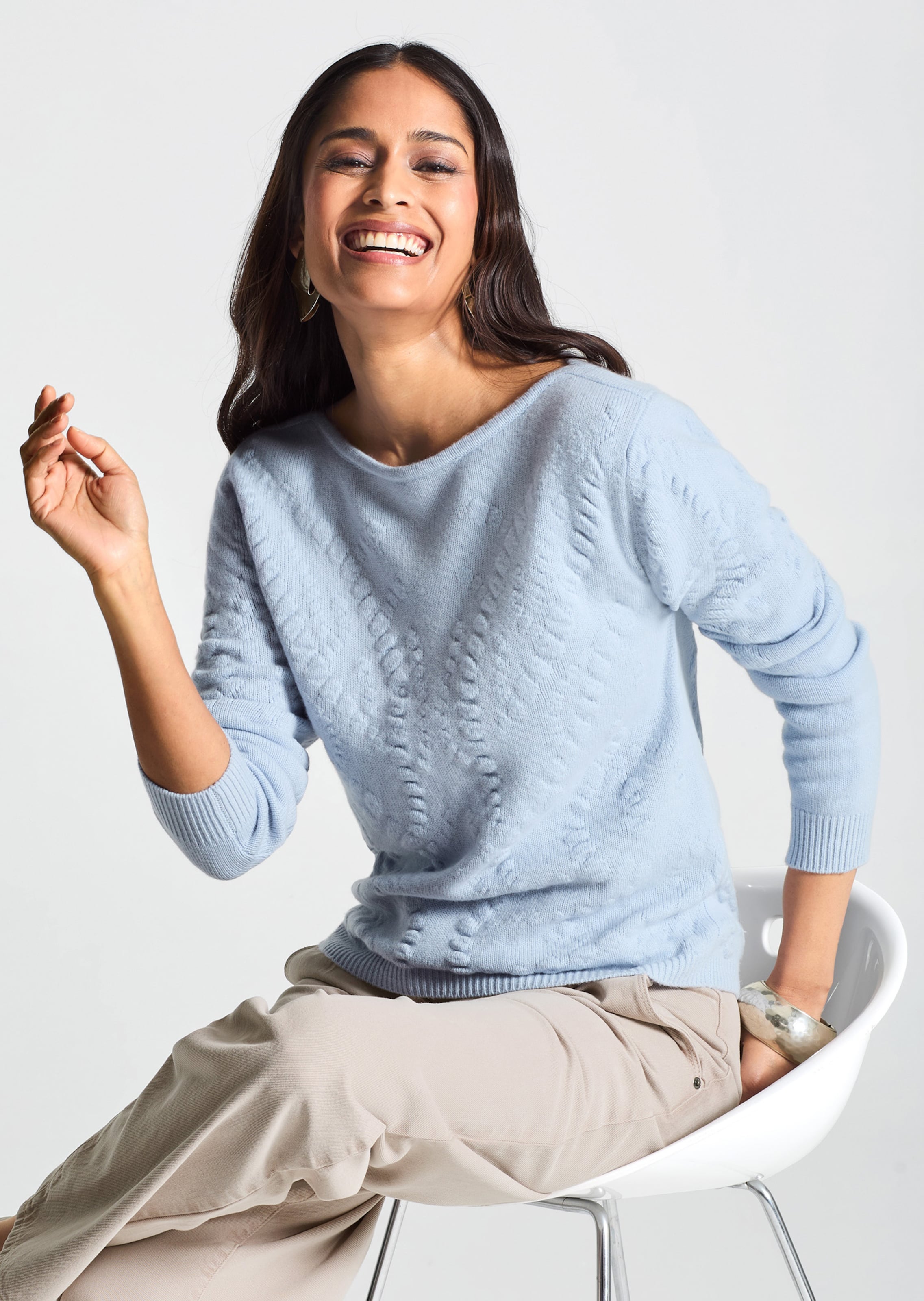 Pullover mit Kaschmir und Strukturstrick