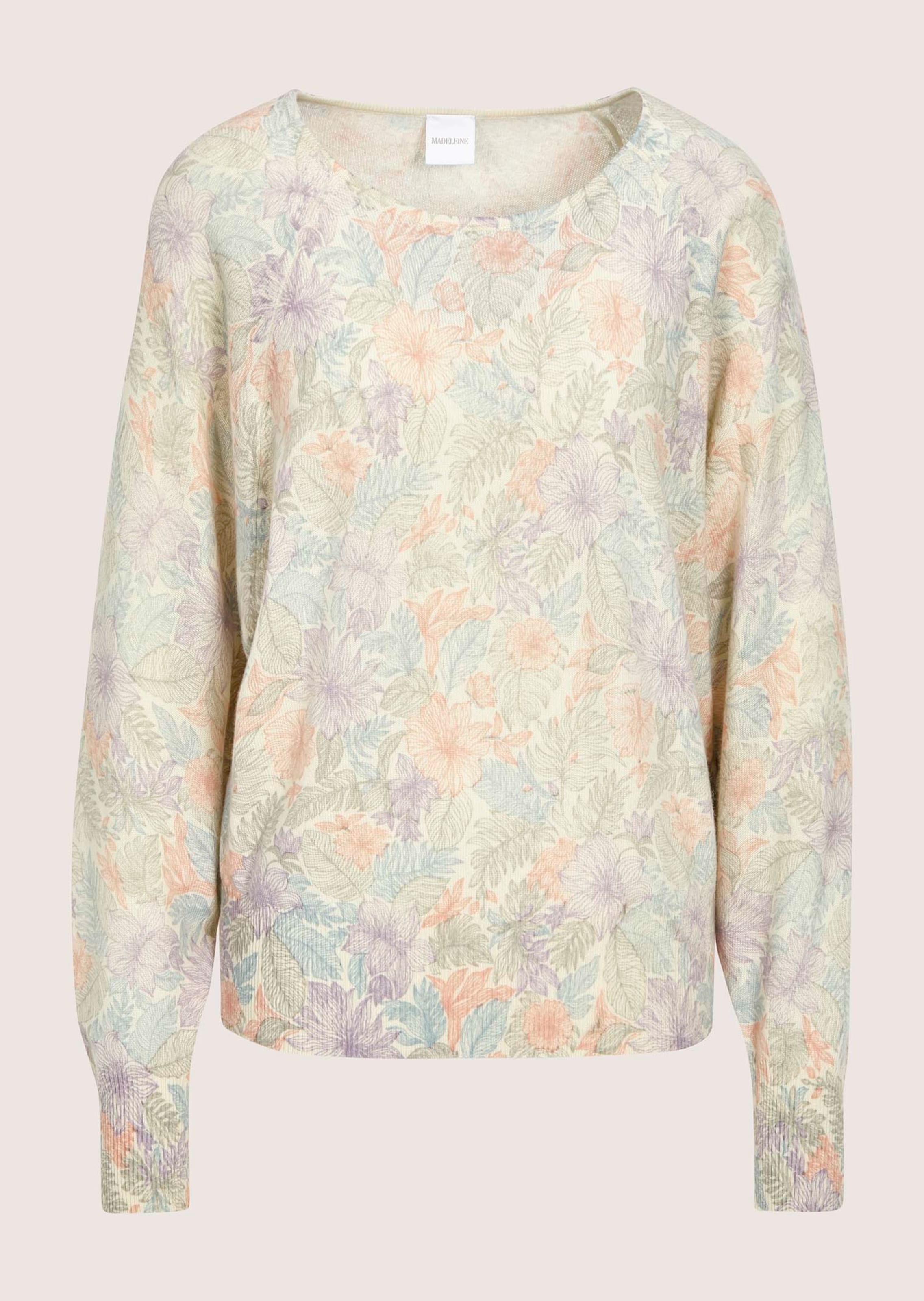 Kaschmirpullover mit pastelligem Blütenprint