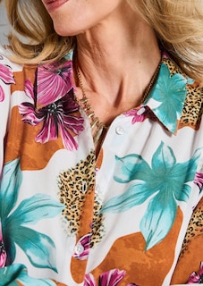 Hemdblusenkleid mit Leo Print und Blumen thumbnail 5