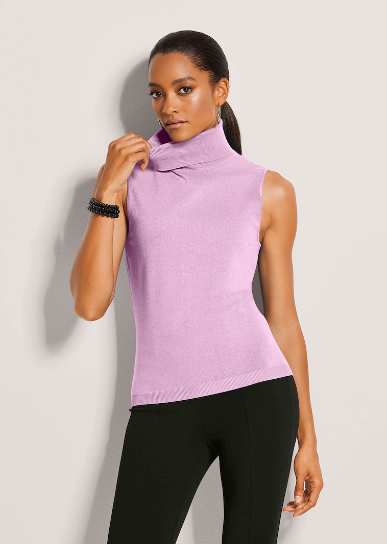 Ärmelloser Rollkragenpullover