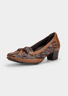 Pumps van leer met reptielmotief thumbnail 1