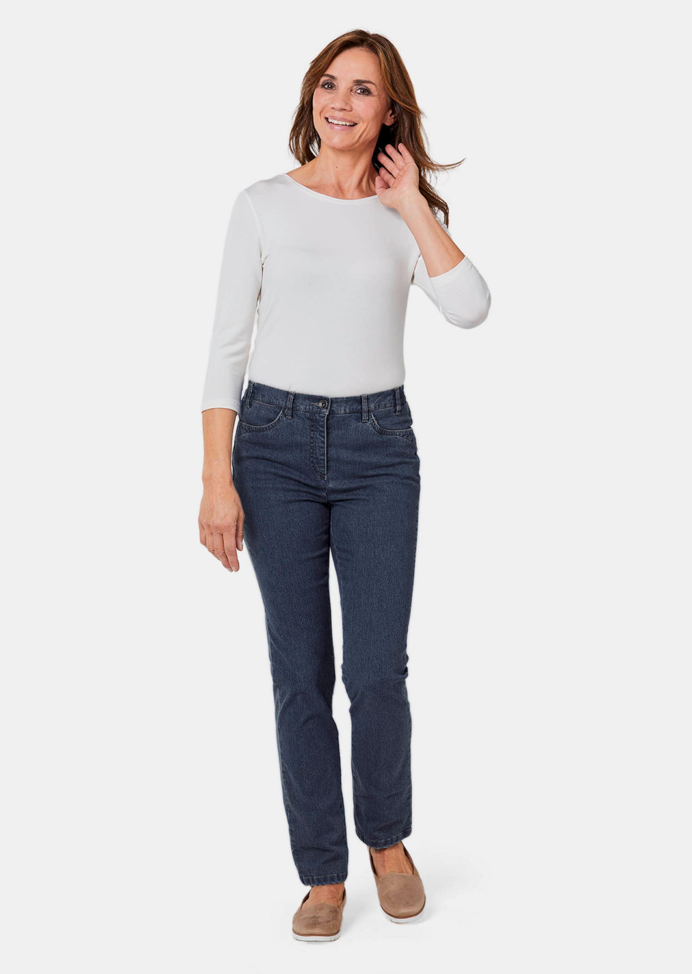 Goldner Fashion Chic versierde jeans Carla - donkerblauw 