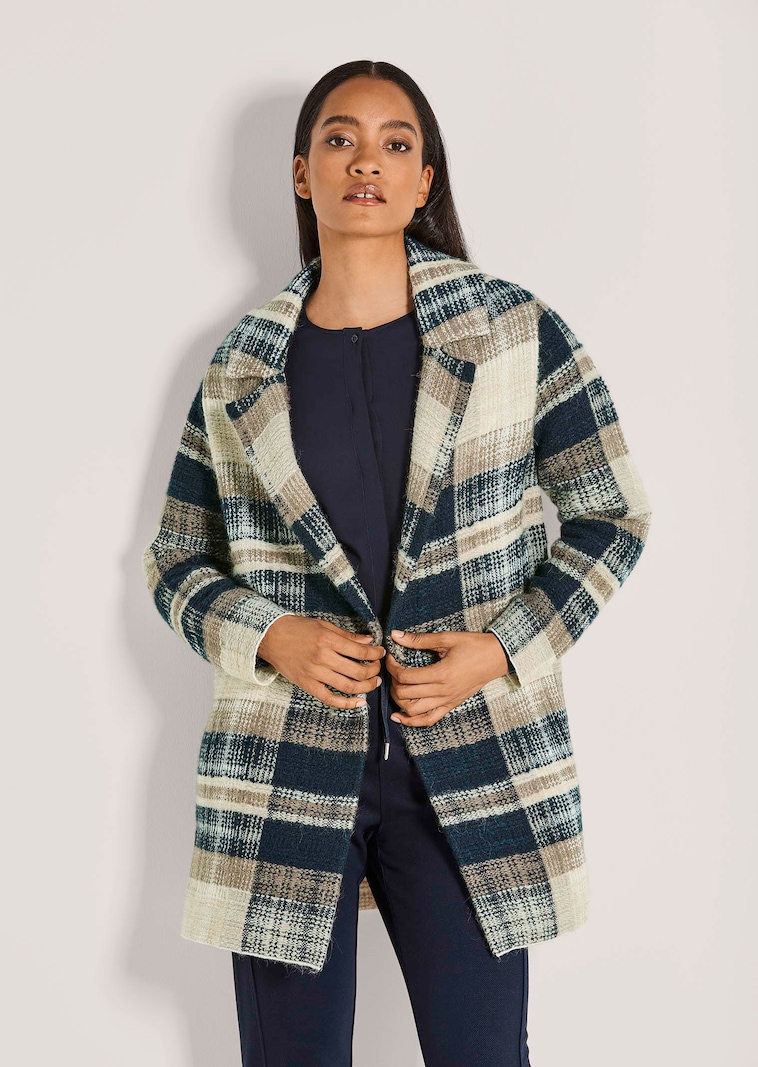 Strickmantel mit Karo-Muster