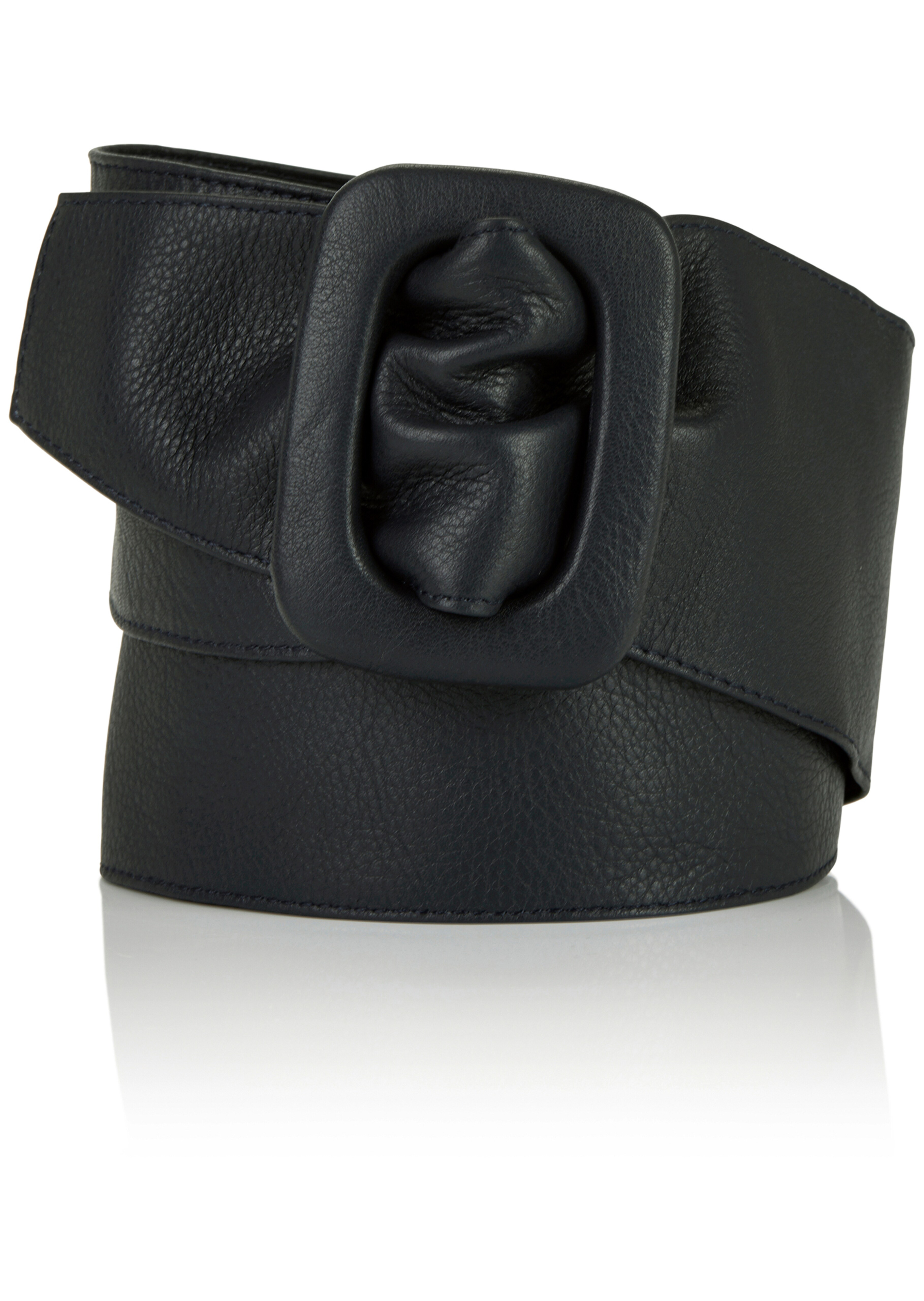 Wide leather tie belt