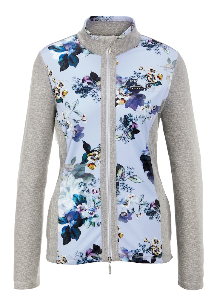 Floral sweat jacket with lace finish