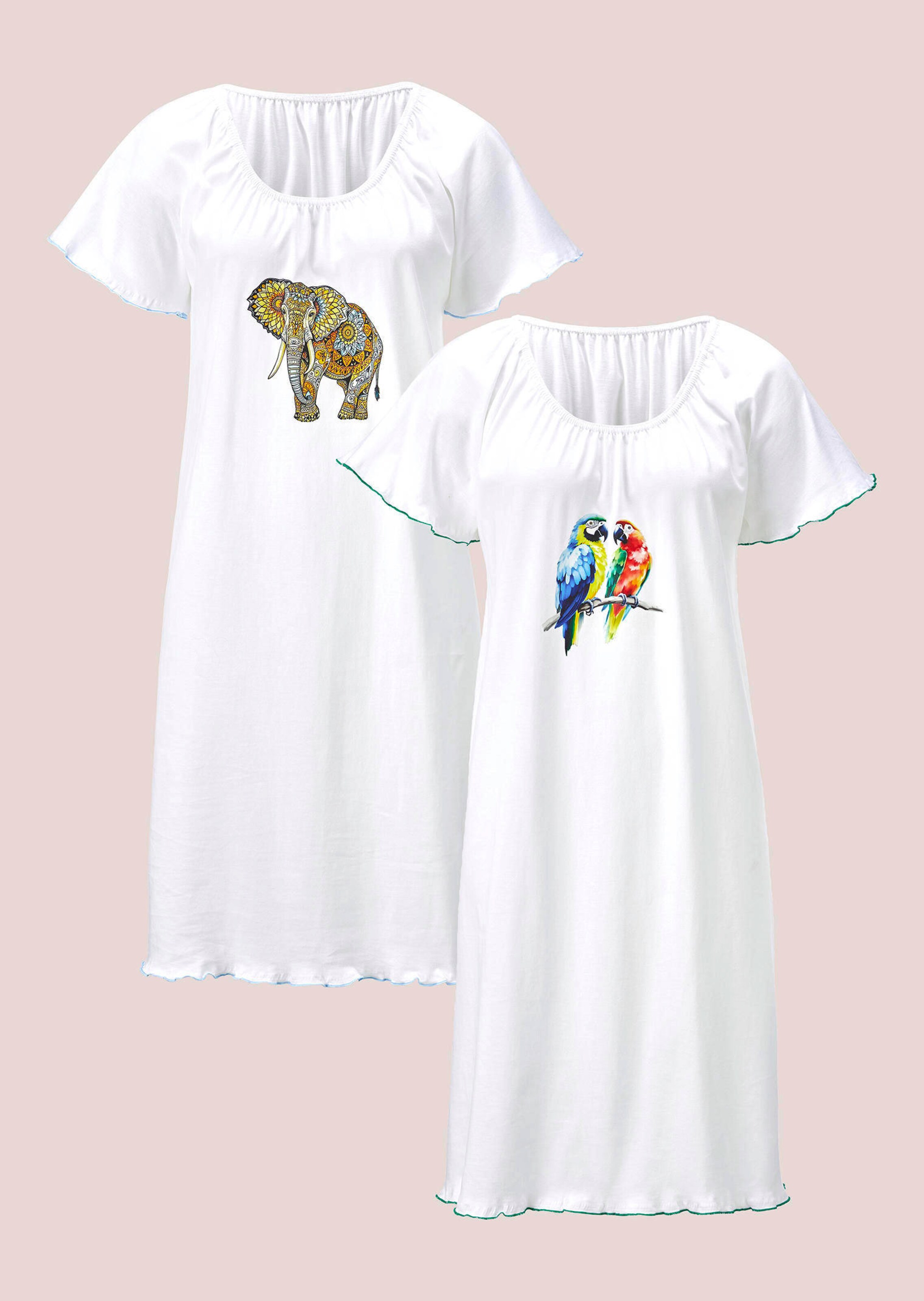 Nachthemden im Doppelpack mit fantasievollem Druck