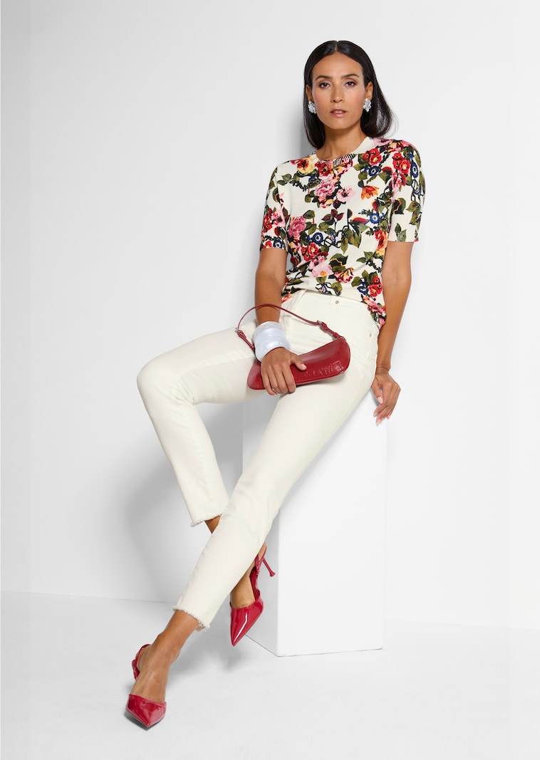 Rundhals-Pullover mit Unikat-Print