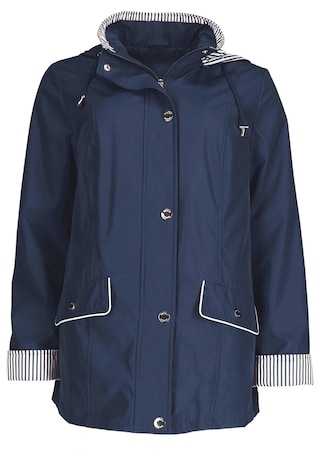 dunkelblau / weiß Wasserabweisende Jacke mit Kapuze