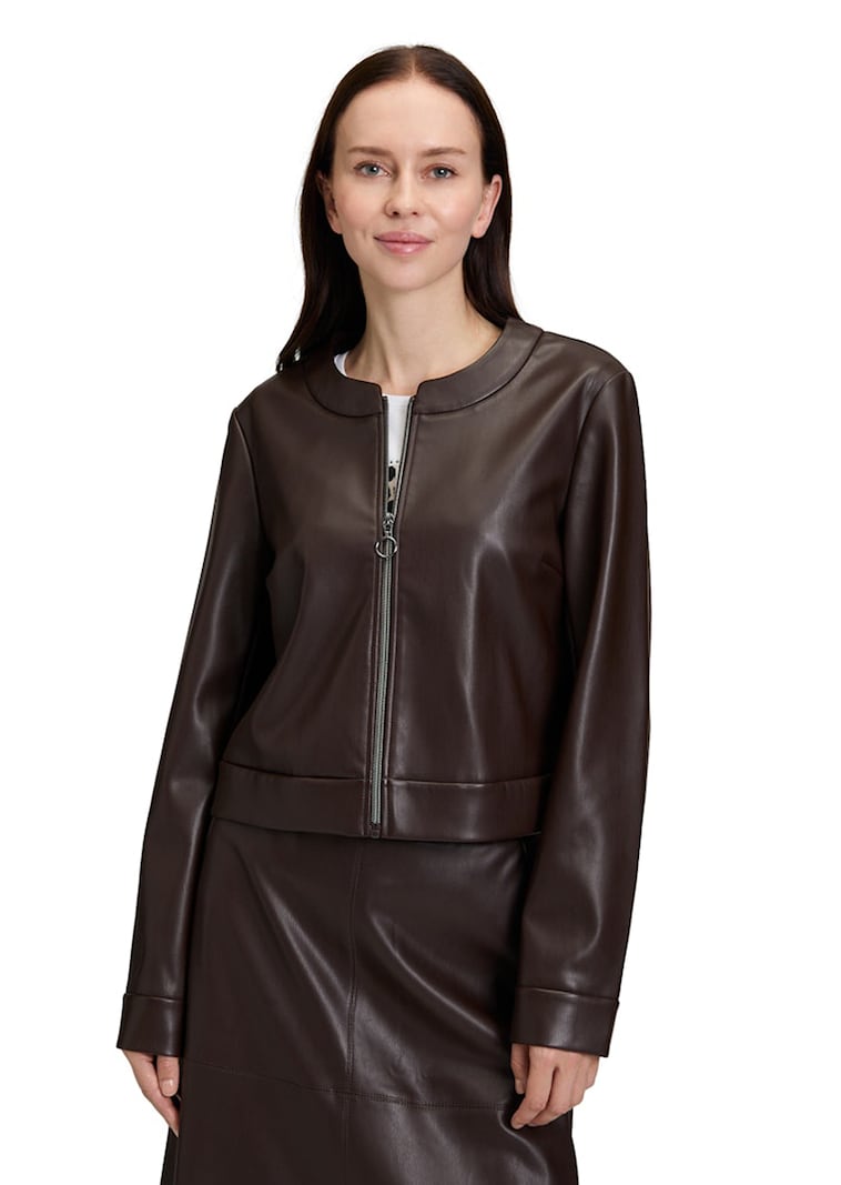 Veste courte en similicuir suédé