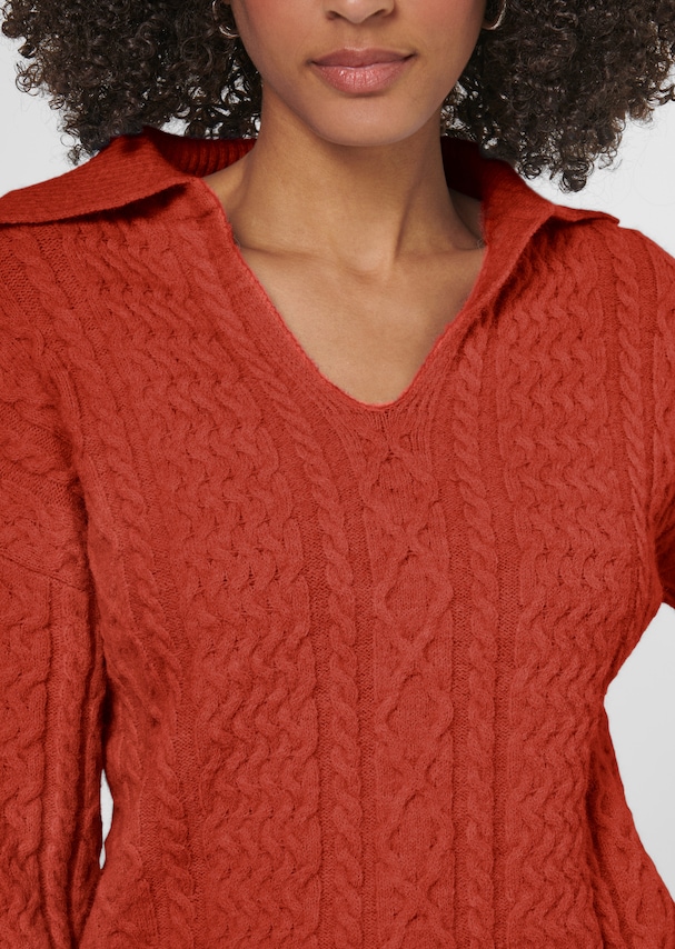 Cable knit jumper with V-neck 4