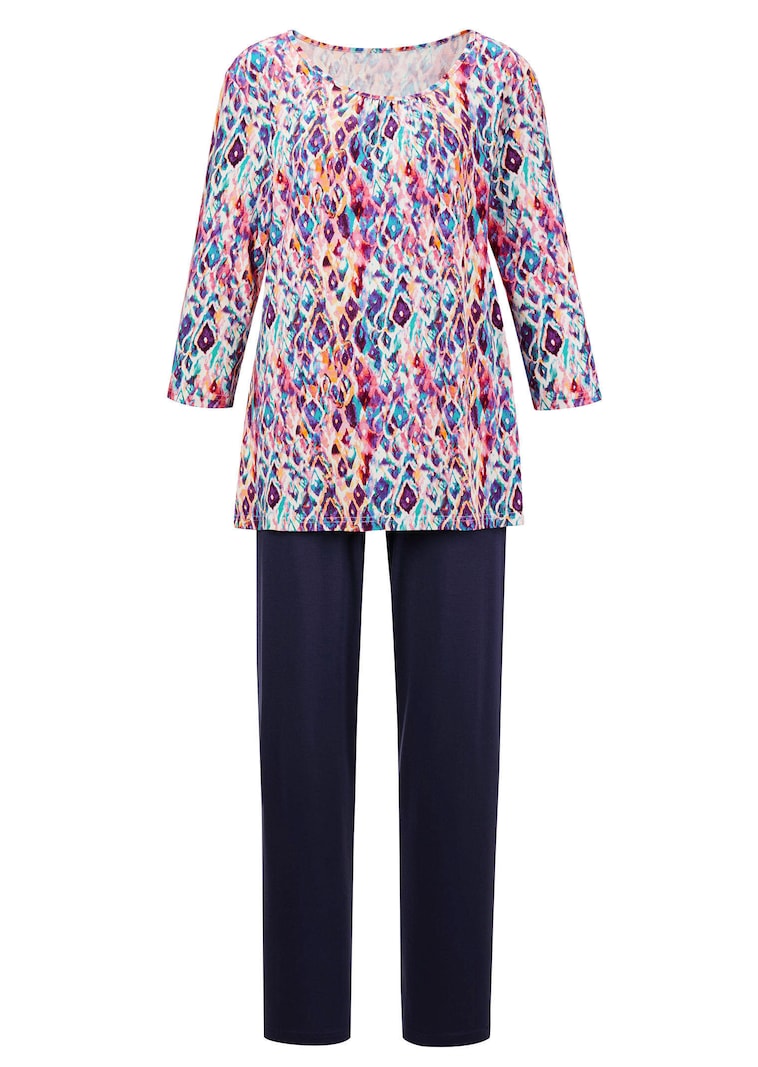 Pyjama met 3/4-mouwen en ronde hals