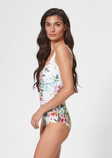 Swimming costume with drape effect and floral print thumbnail 4