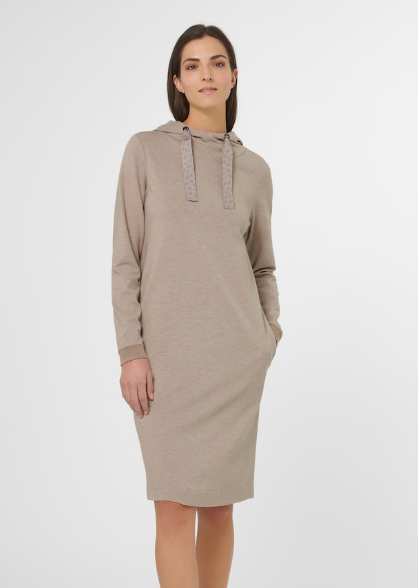 Hooded dress in soft sweat fabric