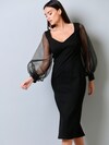 Jerseykleid mit Organzaärmel thumbnail 6