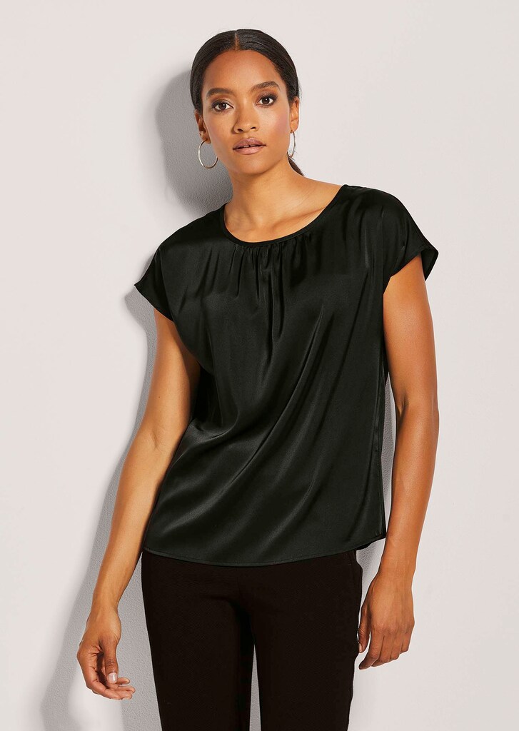 Wunderbar Satin Bluse Schwarz Bild