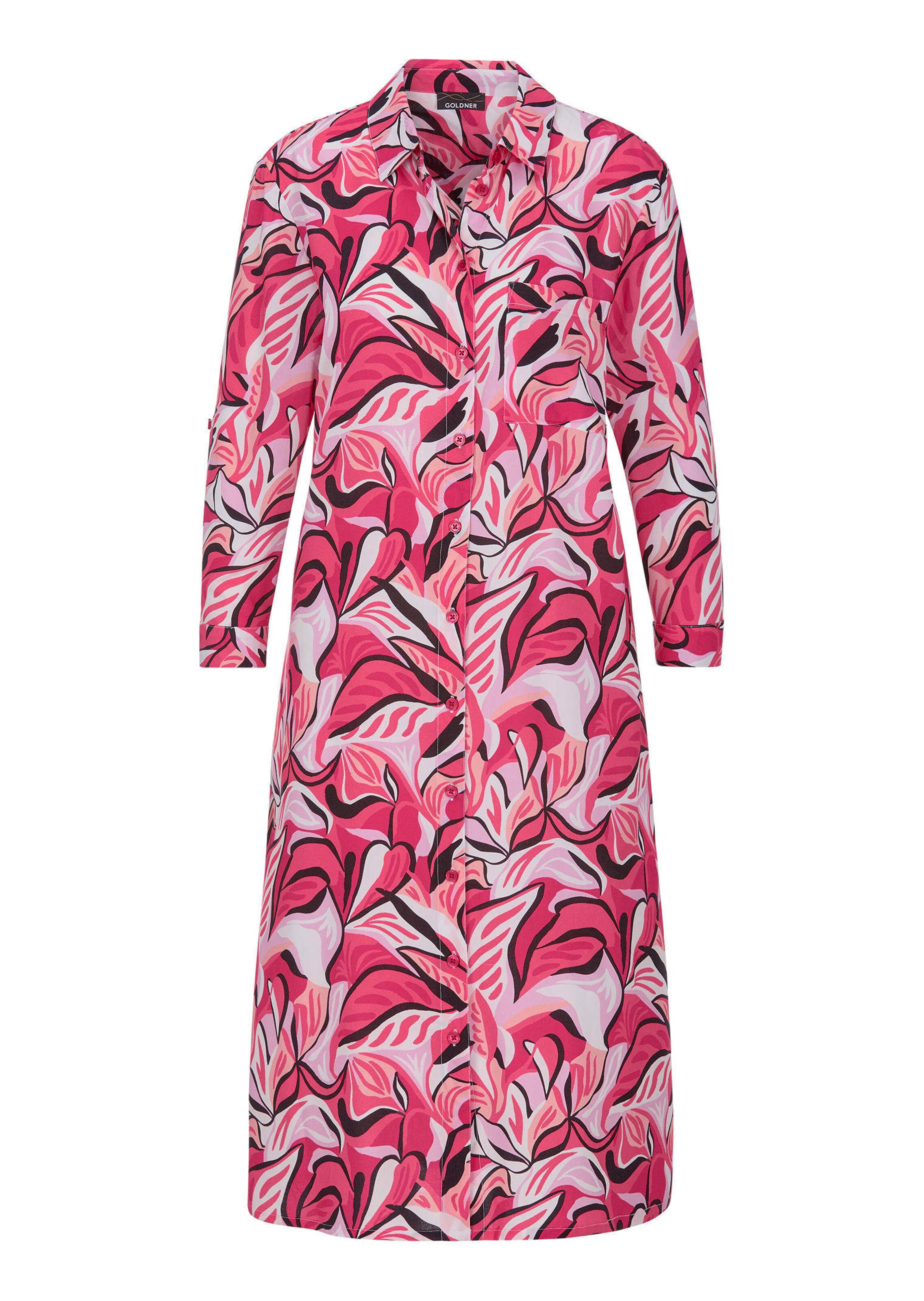 Hemdblusenkleid mit Blätterprint