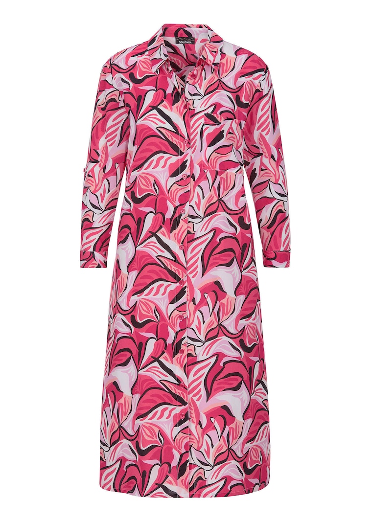 Robe-chemisier avec imprimé de feuilles