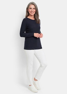 Fijn gebreide tricot pullover met boothals thumbnail 2