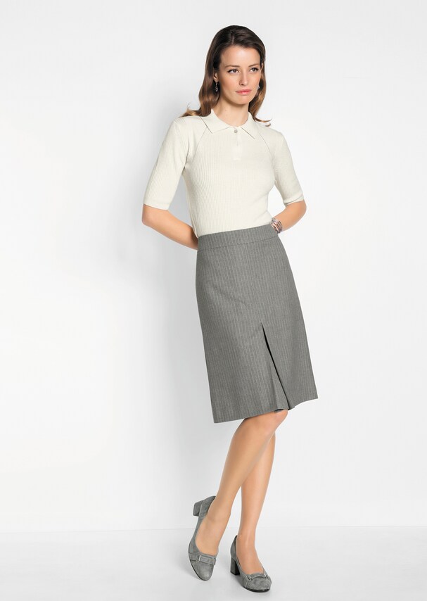 Pinstripe skirt with box pleat