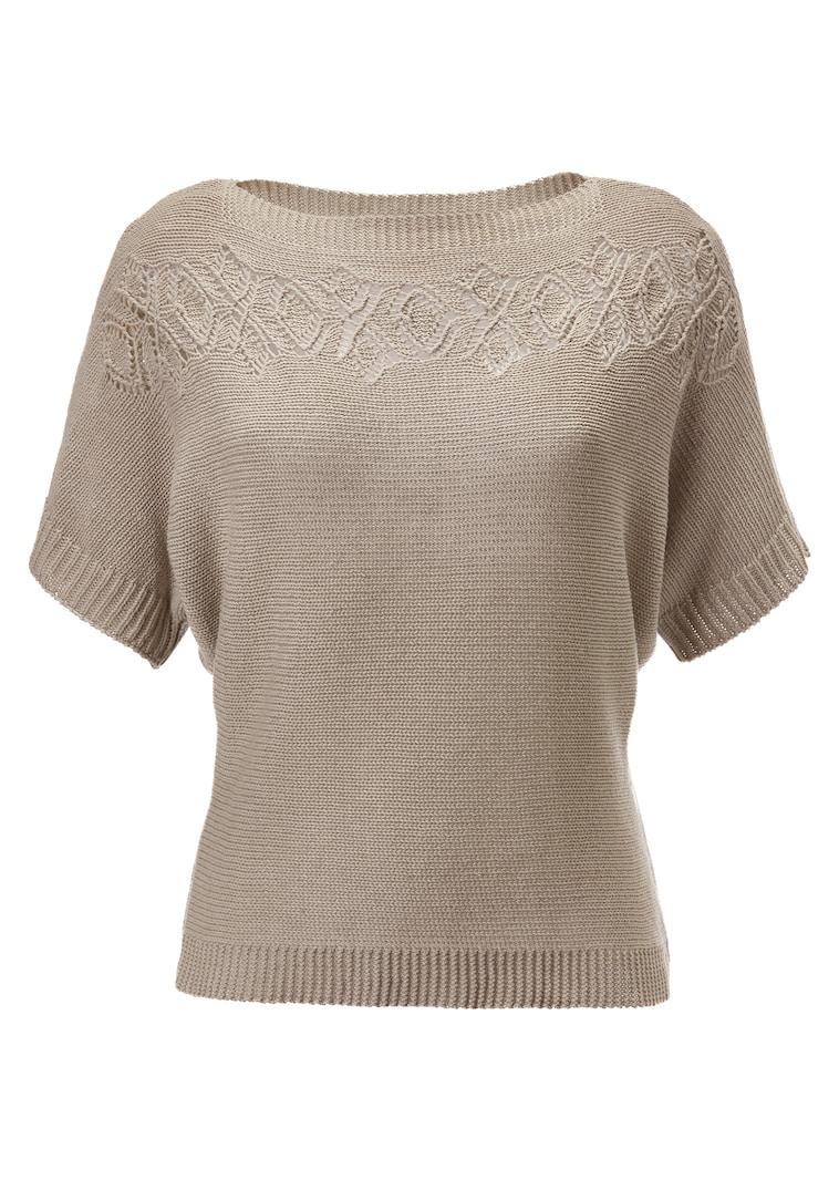 Halbarm-Pullover aus Baumwolle und Leinen