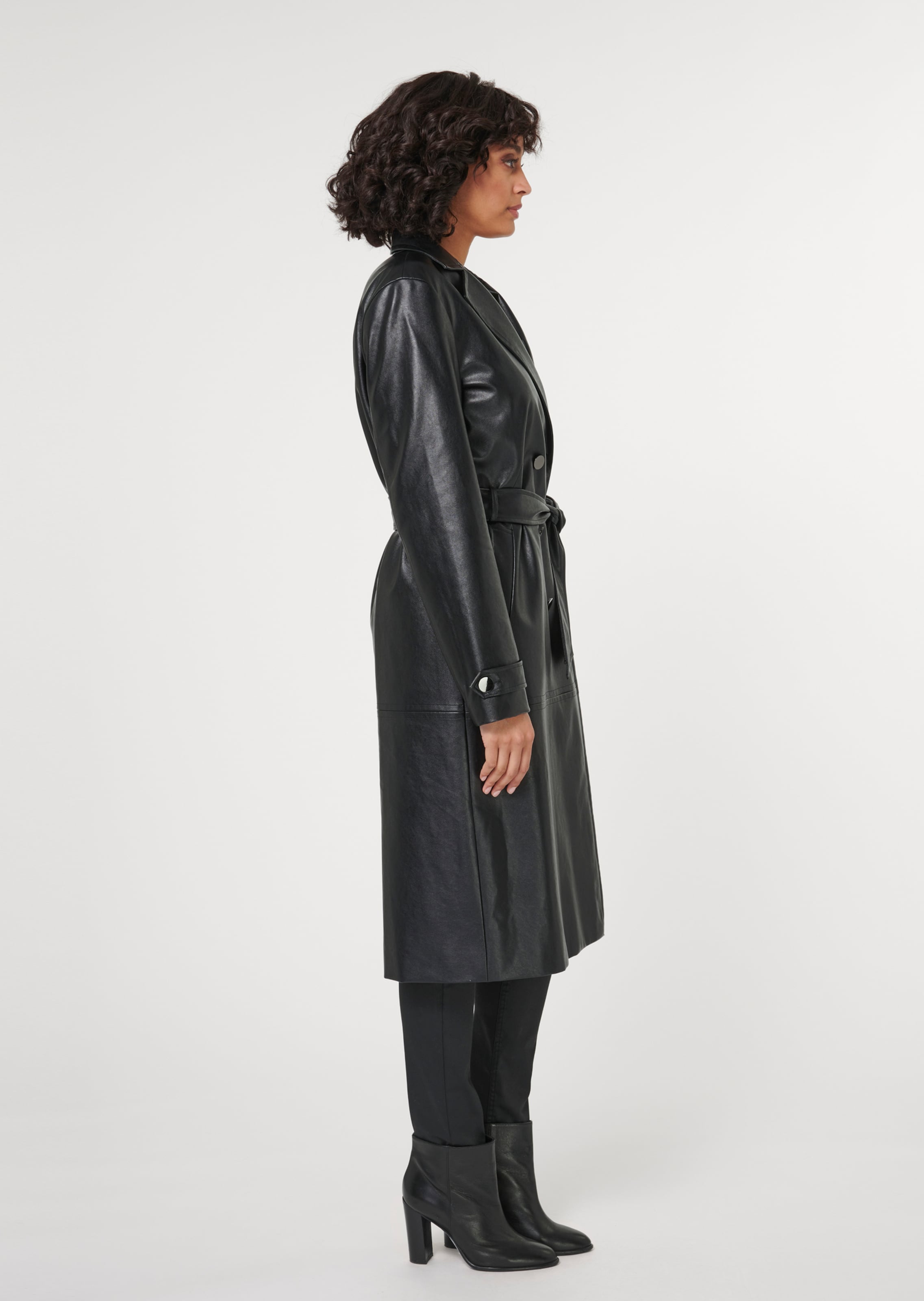 Padded Trench Coat In Leather Look In Black | MADELEINE Fashion