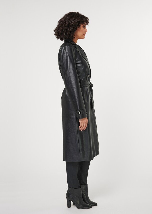 Padded trench coat in leather look 3