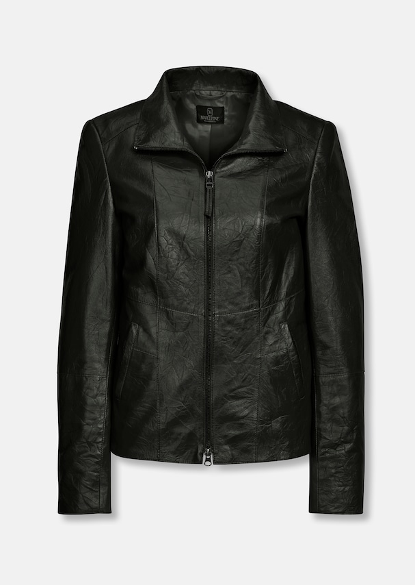 Nappa leather jacket with structured sections 5
