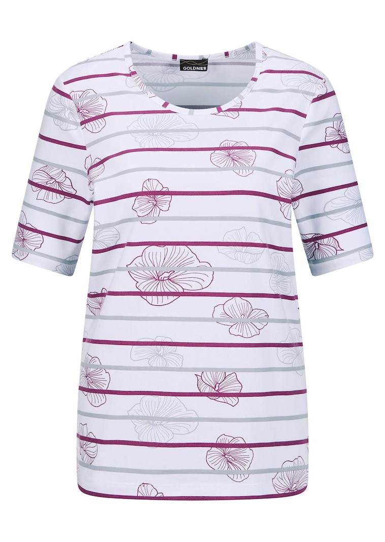 Jersey shirt met strepen en bloemen