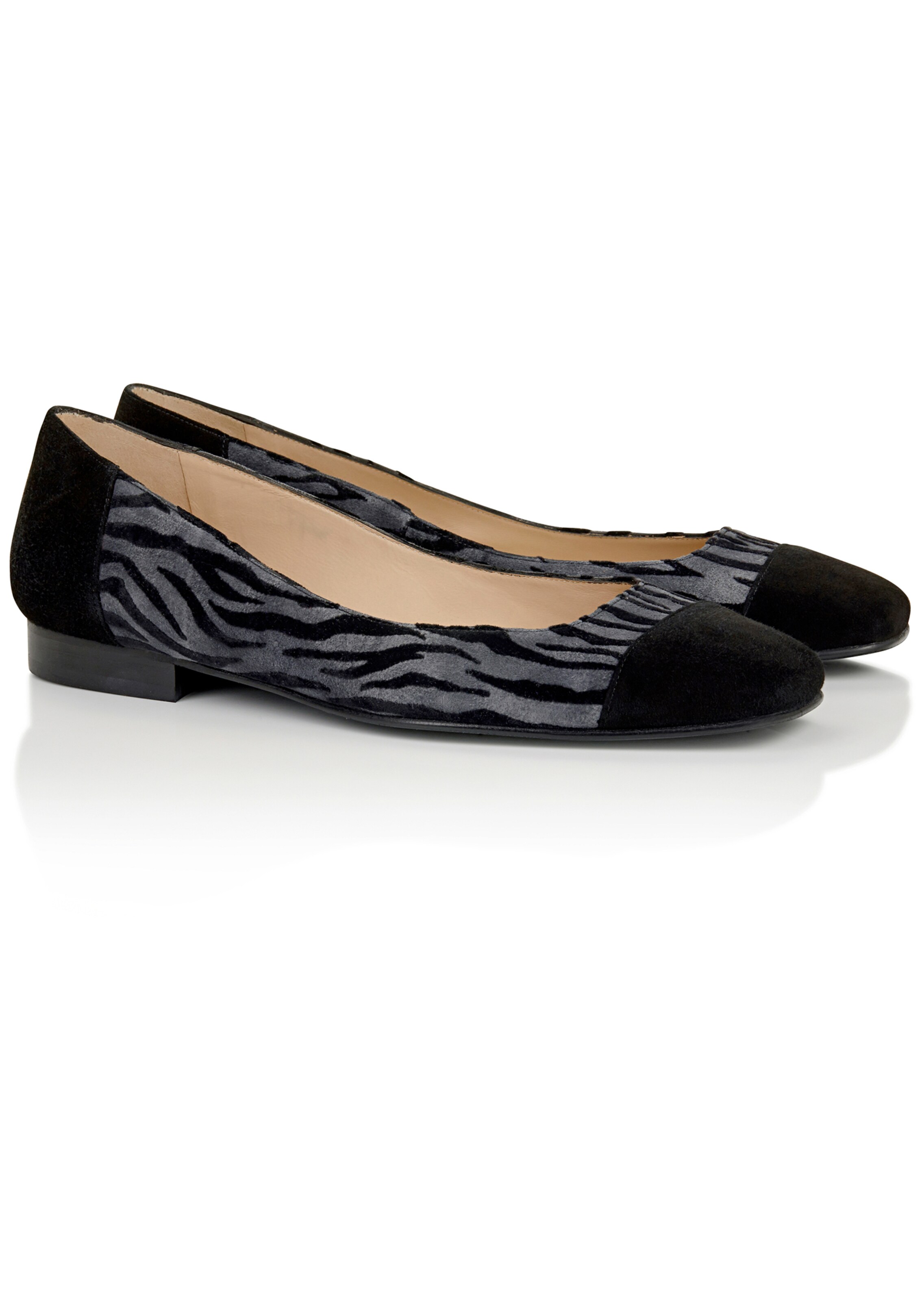Leder-Ballerinas mit Animal-Print