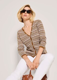 Narrow cardigan with multicoloured stripe pattern thumbnail 4