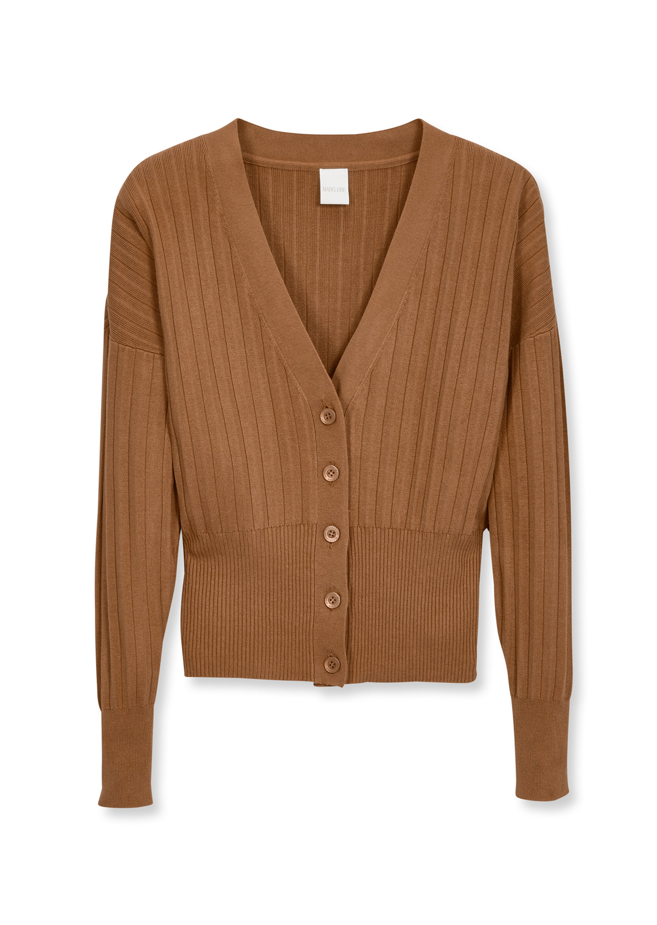 Short cardigan with V-neck in hazelnut | MADELEINE Fashion