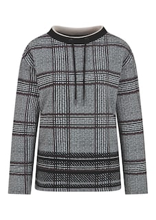 Sweatshirt met ruitpatroon en flockprint thumbnail 4