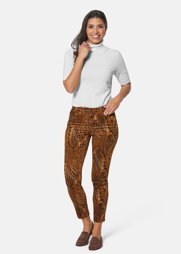 Paisley trousers in velvety stretch fabric 1