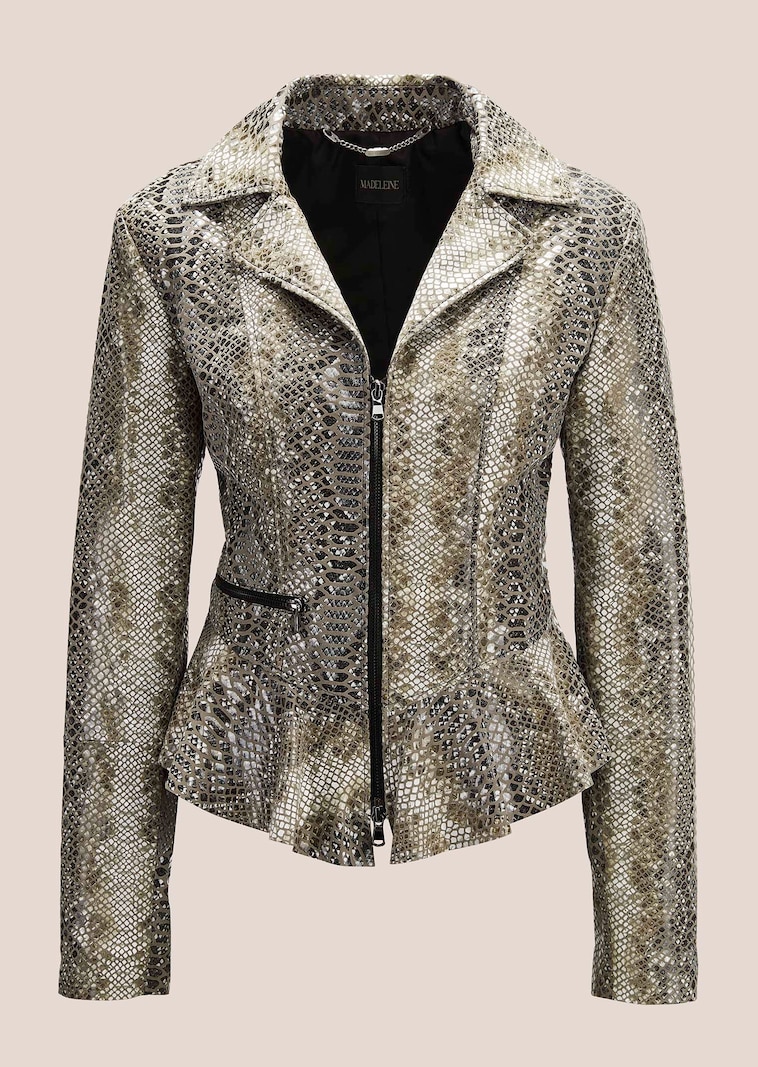 Lederjacke mit Reptil-Druck