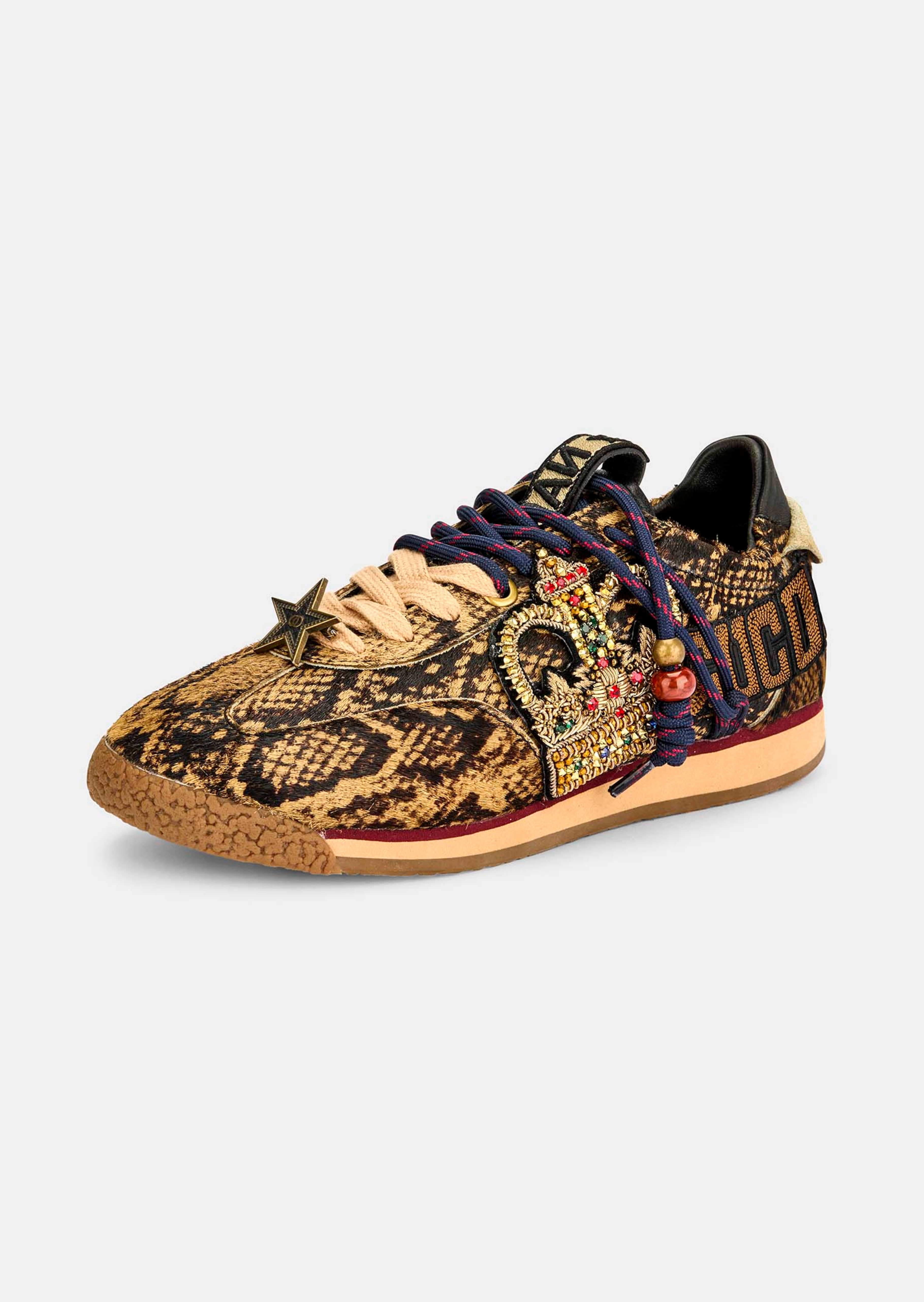 Sneaker aus Pony-Hair-Leder mit Reptilprint