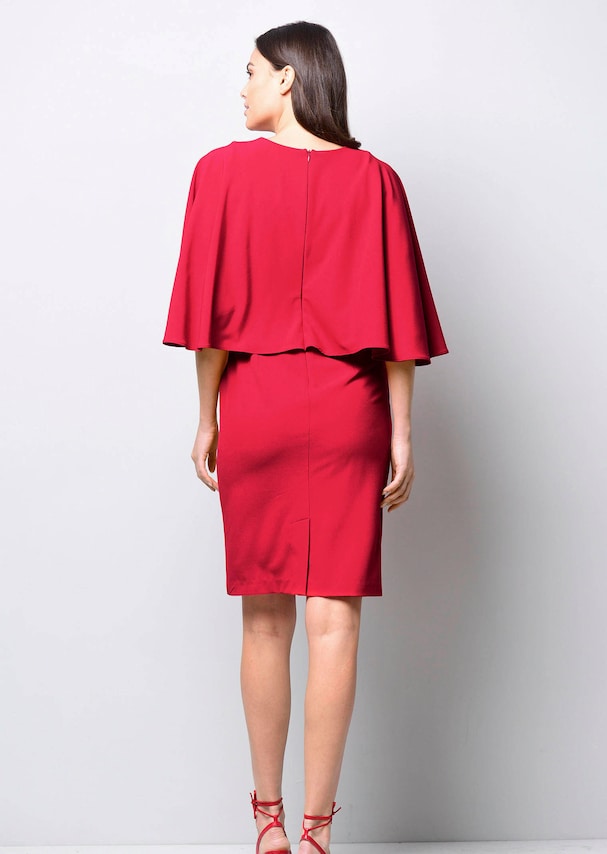 Kleid in Capeoptik und Zierband in Ausschnitt 2