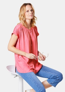 Lichte blouse van zijdeachtig glanzend materiaal thumbnail 4