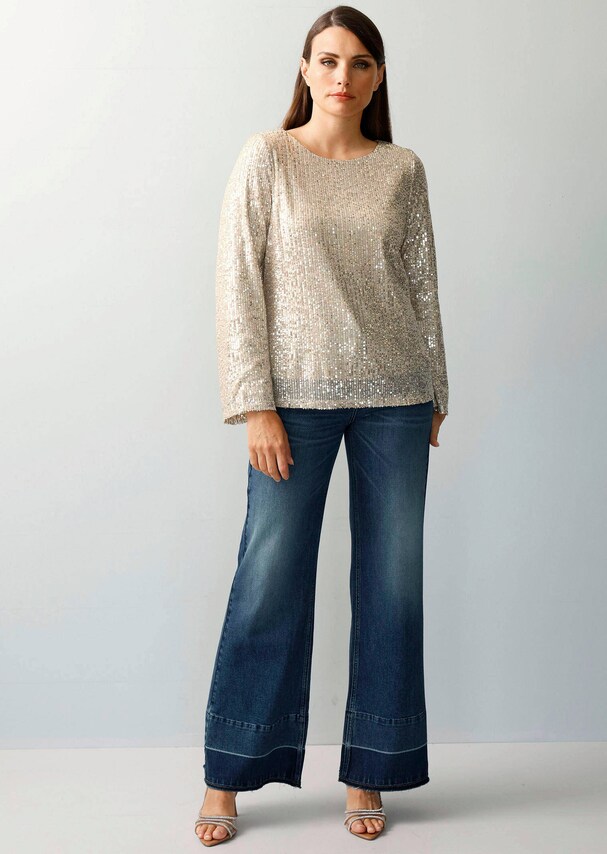 Pailettenbluse mit langem Arm 1