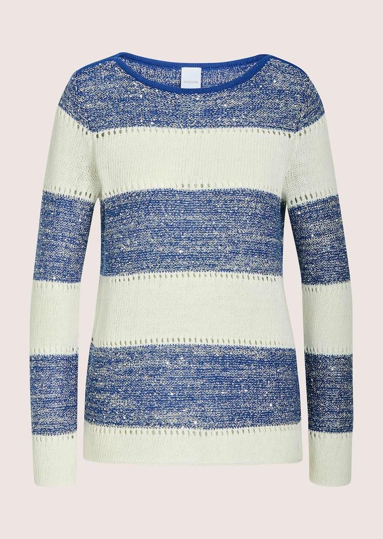 Pullover mit Blockstreifen und Pailletten