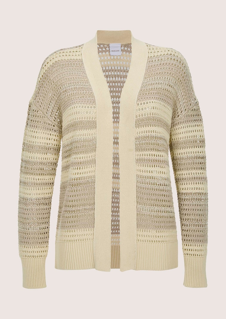 Ajour-Strickjacke in knopfloser Longform