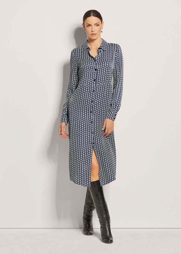 Hemdblusenkleid in bedruckter Satin-Qualität 1
