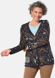 Farbharmonische Strickjacke mit fantasievollem Jacquardmuster thumbnail 1