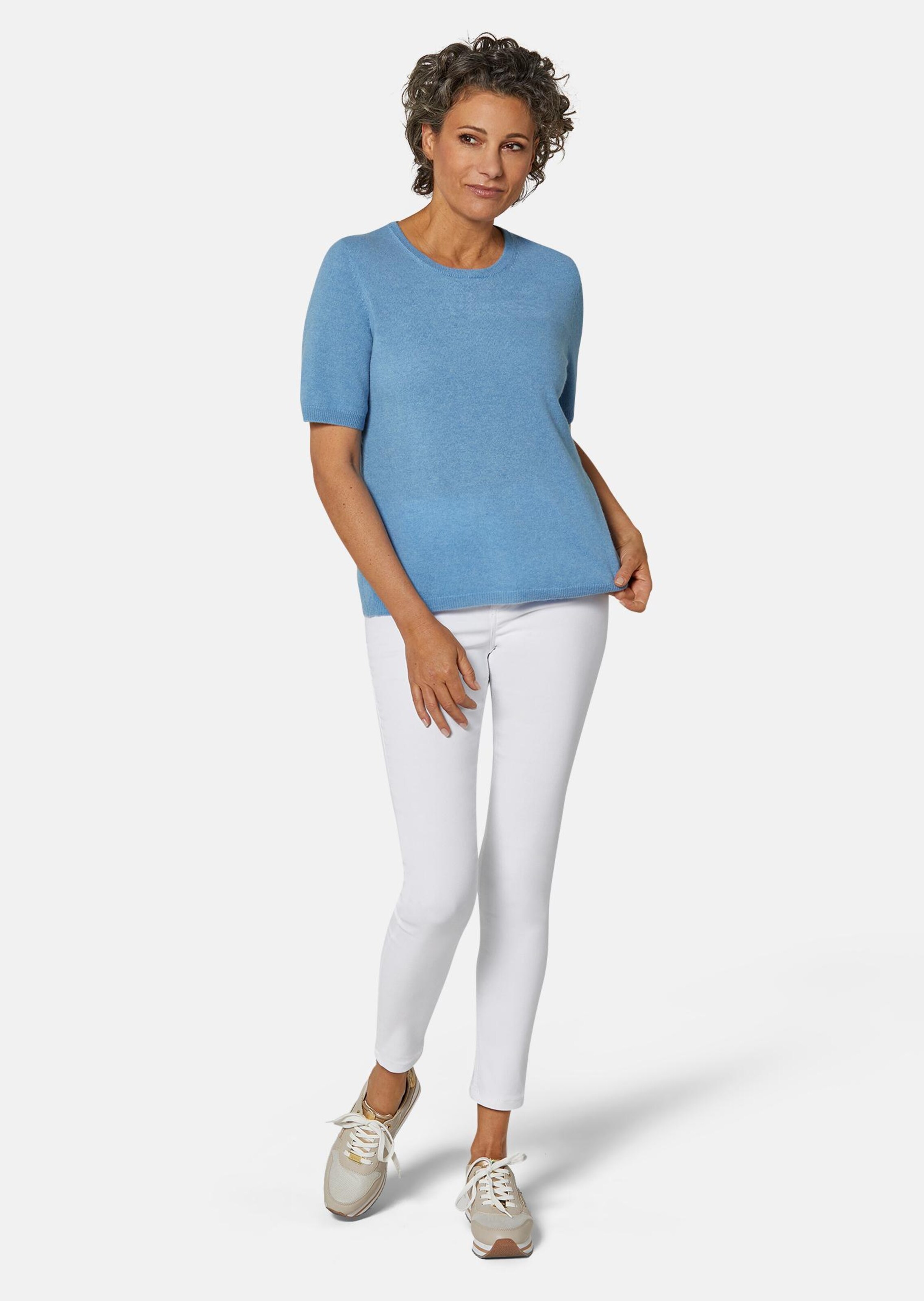 Pull à manches courtes en cachemire - bleu - Gr. 22 de Goldner Fashion