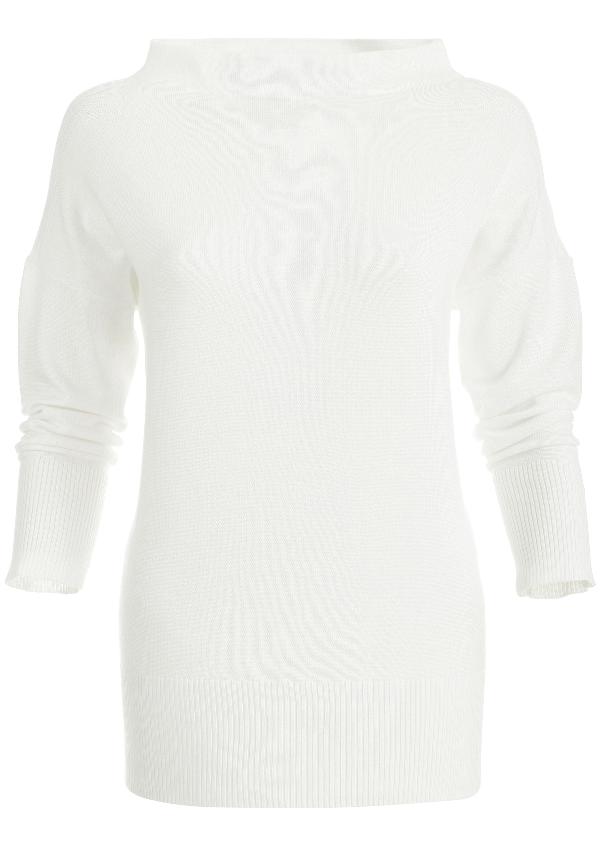 Knitted jumper with stand-up collar and 3/4 sleeves