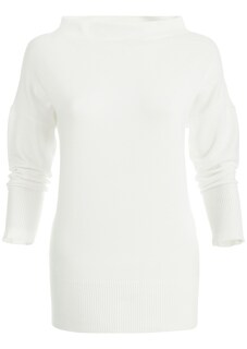 Knitted jumper with stand-up collar and 3/4 sleeves thumbnail 1