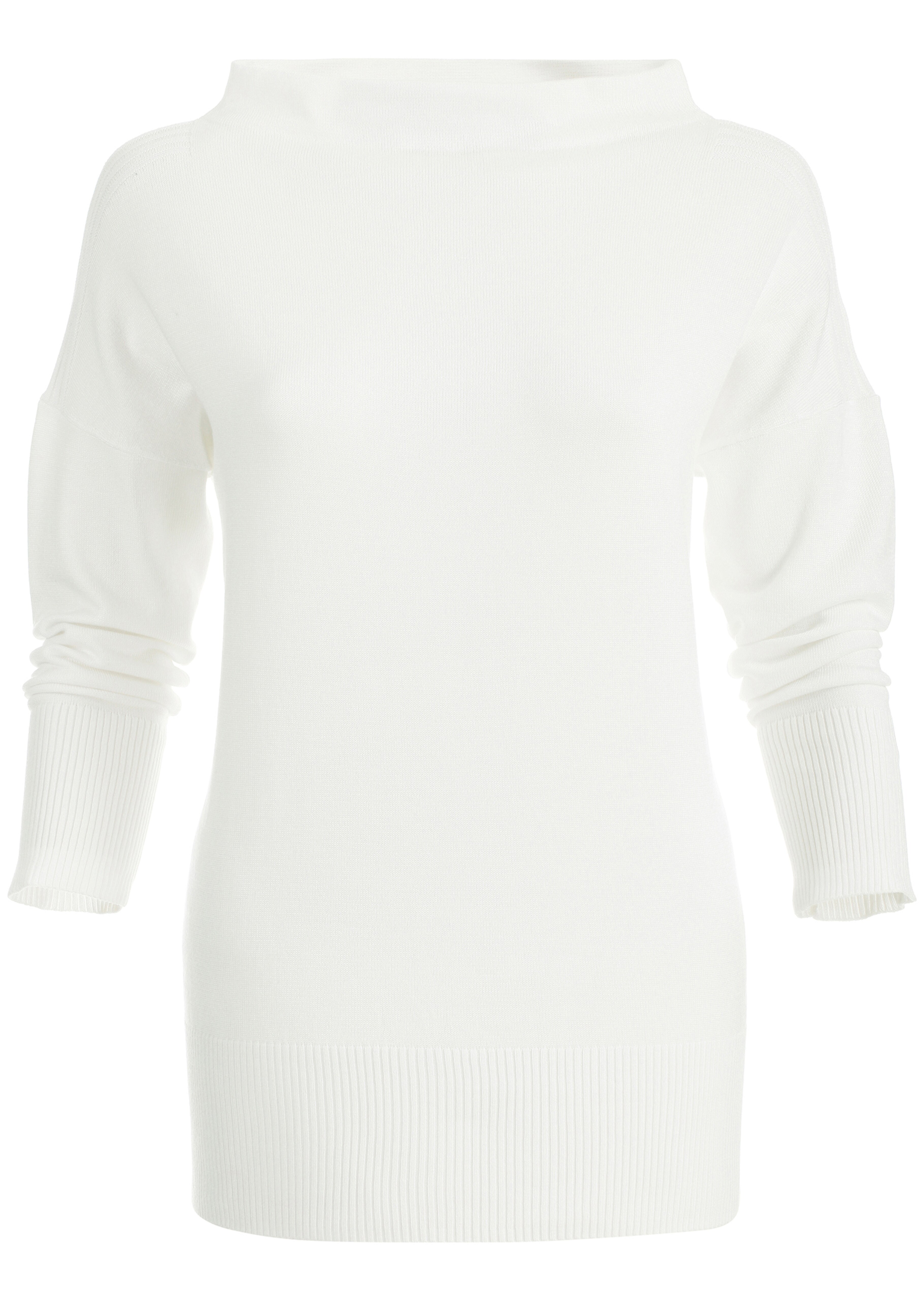 Knitted jumper with stand-up collar and 3/4 sleeves