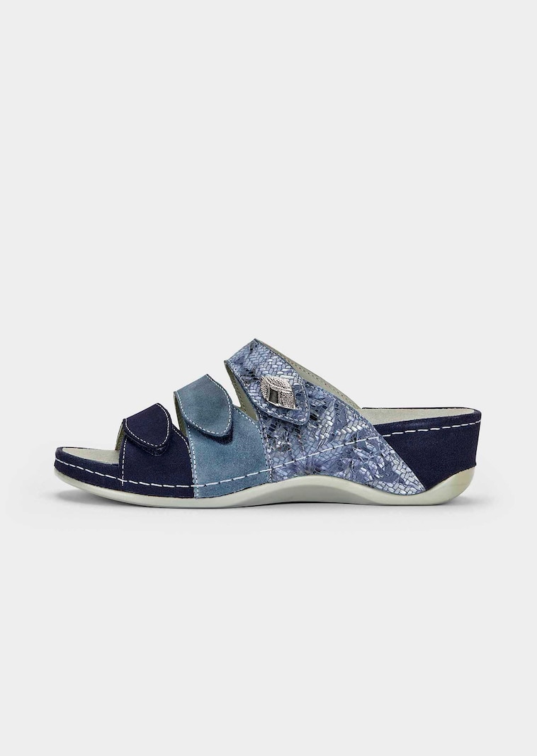 Leder-Pantoletten mit Memory-Fussbett