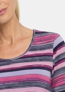 Baumwollshirt mit künstlerischem Streifendessin thumbnail 5